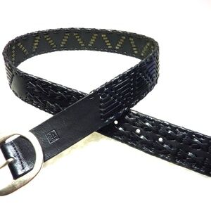 VINTAGE RALPH LAUREN LEATHER AND SOLID BRASS  BELT  SIZE S /37'' BLACK ARGENTINA